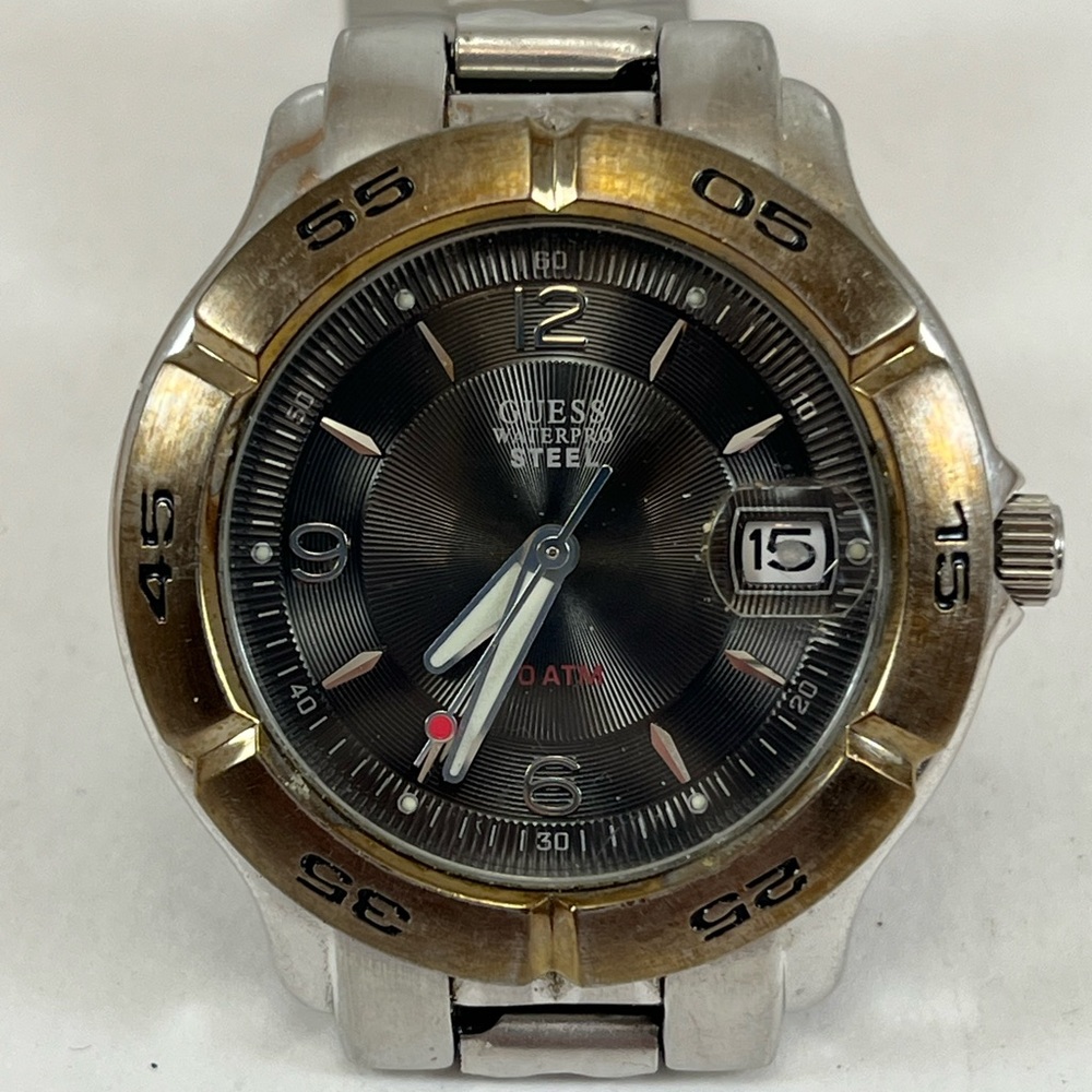 GUESS Men's Wrist Watch WATERPRO STEEL # 170417G1 With Date